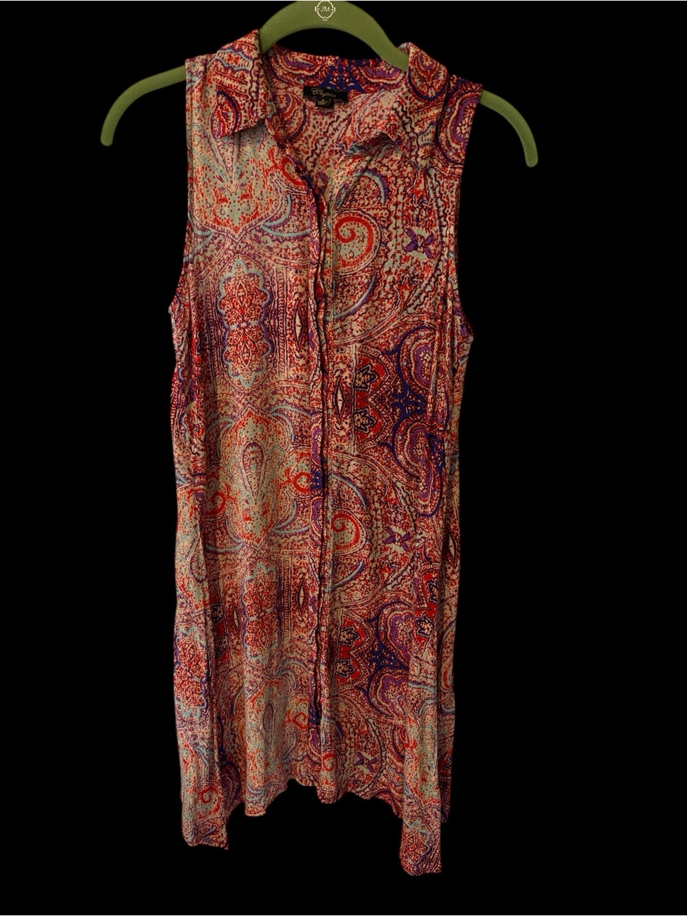 Cupio Women’s Sleeveless Paisley Button-Front Tunic - Red & Purple Multi